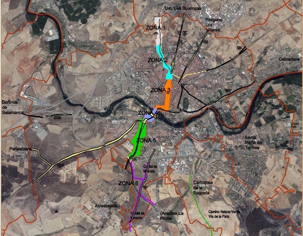 Mapa zonas Proyecto Life Vía de la Plata