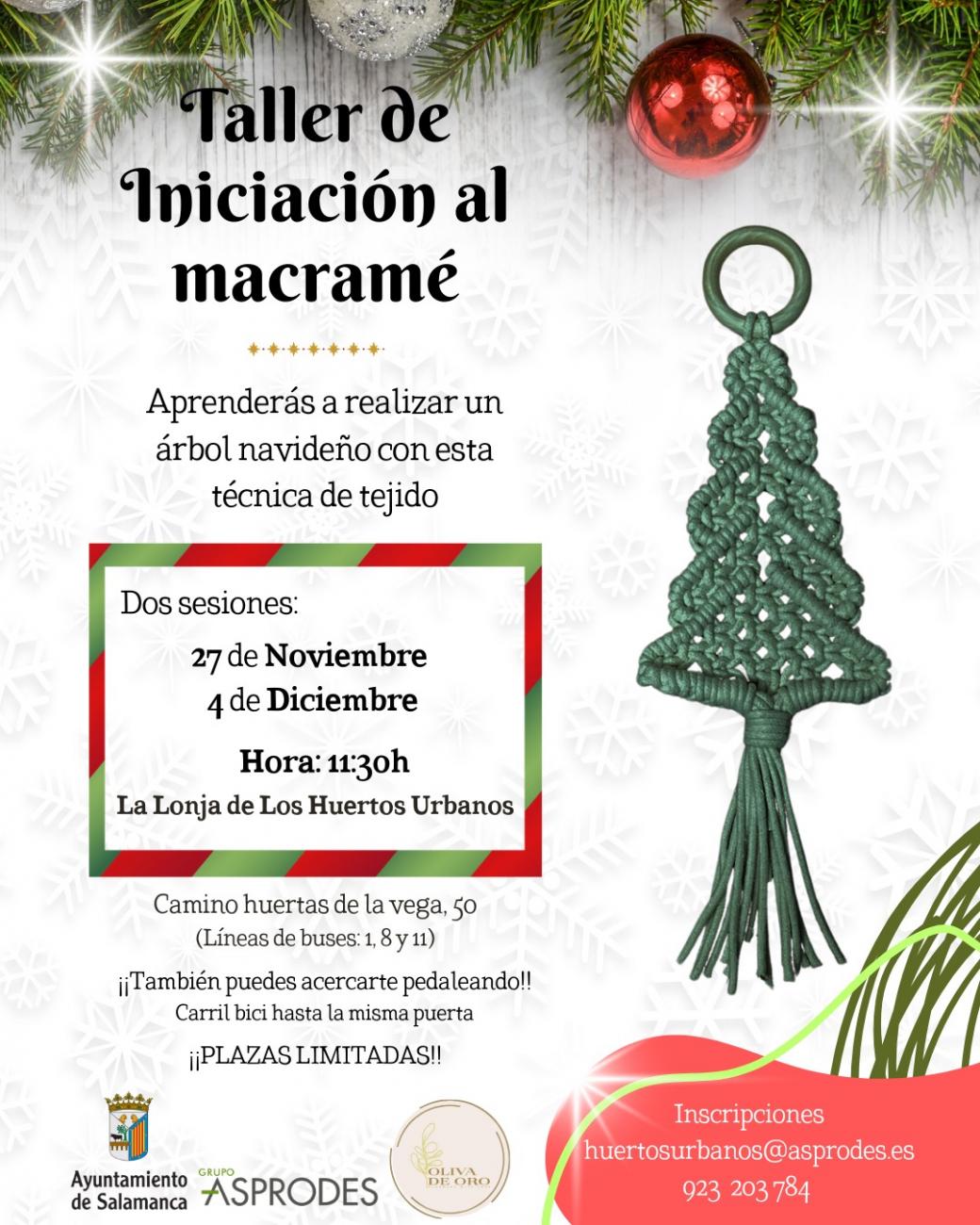 Cartel con todos los detalles del taller de macramé